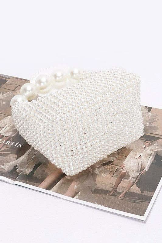 Weaved Pearl Top Handle Mini Clutch - SwagglyLife Home & Fashion Weaved Pearl Top Handle Mini Clutch - SwagglyLife Home & Fashion