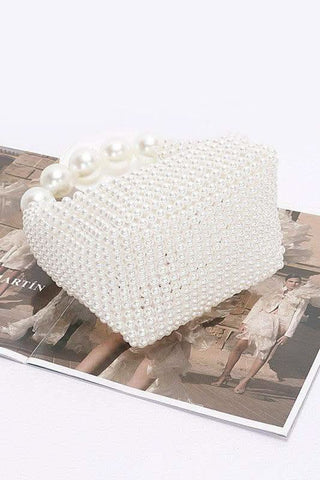 Weaved Pearl Top Handle Mini Clutch - SwagglyLife Home & Fashion Weaved Pearl Top Handle Mini Clutch - SwagglyLife Home & Fashion