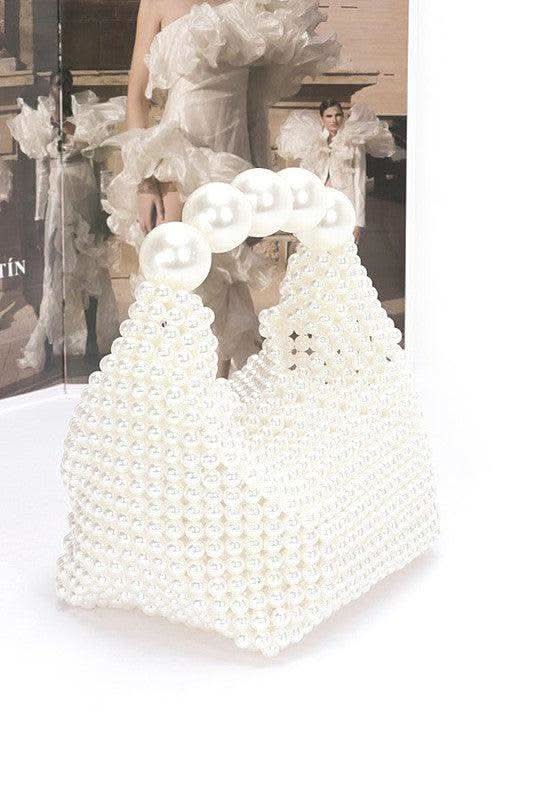 Weaved Pearl Top Handle Mini Clutch - SwagglyLife Home & Fashion
