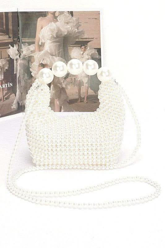 Weaved Pearl Top Handle Mini Clutch - SwagglyLife Home & Fashion