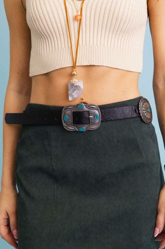 Boho Turquoise Concho Belt with Western Accents in - photo