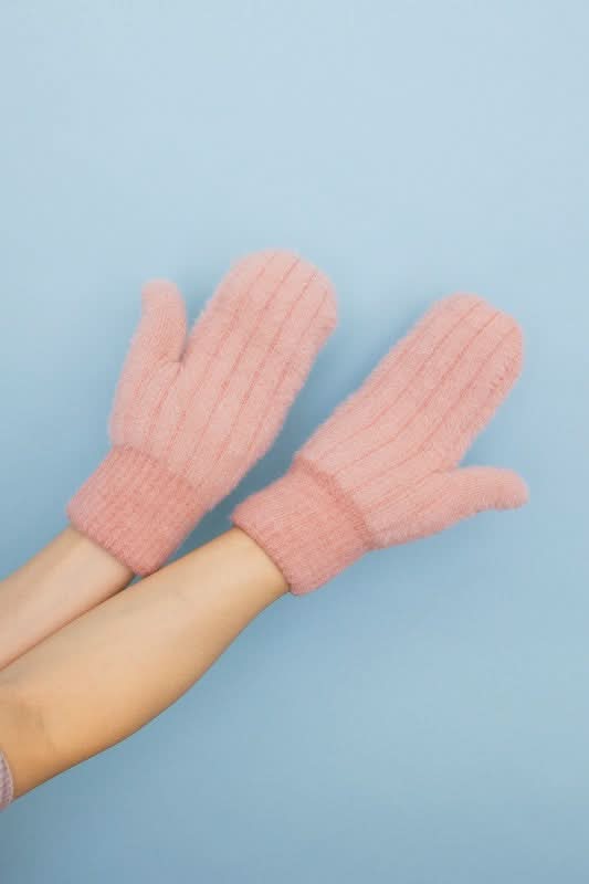 Plush Pastel Fuzzy Mittens in - photo