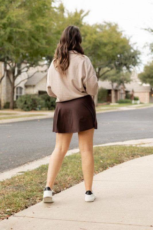 The Britt - Brown Skort - SwagglyLife Home & Fashion