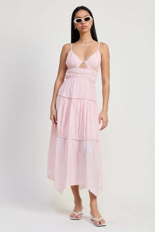 EMORY PARK Maxi Ruffle Tie Back Dress in BABY PINK - Dresses photo
