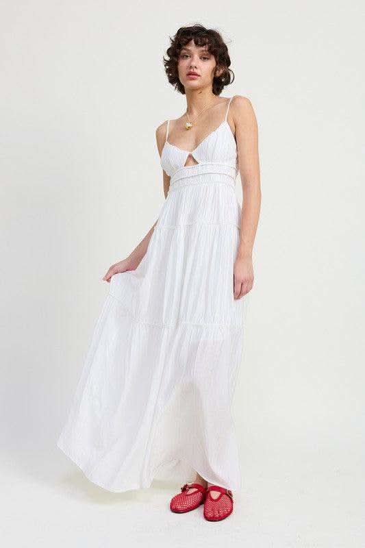 EMORY PARK Maxi Ruffle Tie Back Dress in WHITE - Dresses photo