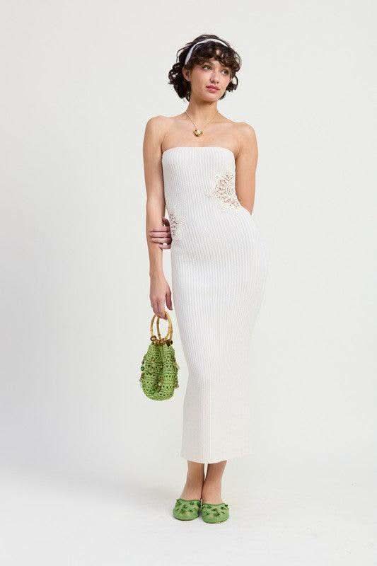BODYCON TUBE MIDI DRESS in WHITE - photo