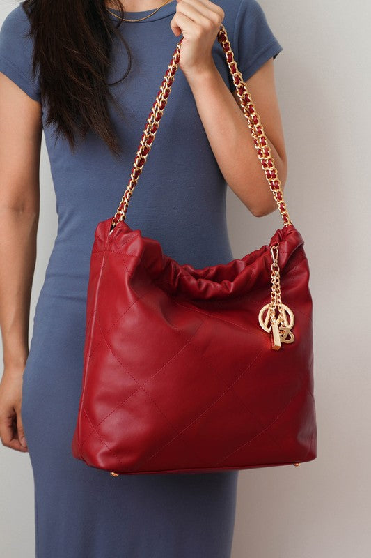 MKF Celestine Quilted Shoulder Bag by Mia K in Wine One Size - photo