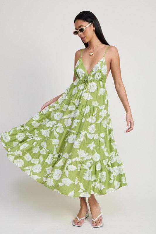 Emory Park Floral Maxi Dress with Spaghetti Straps & Flared Skirt in - Skirts photo