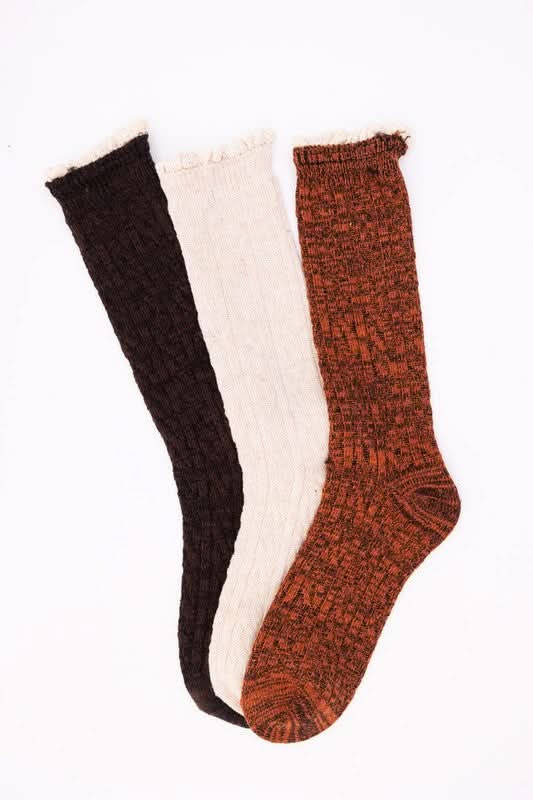 Autumn Vibes Ribbed Ruffle-Trim Socks in - photo