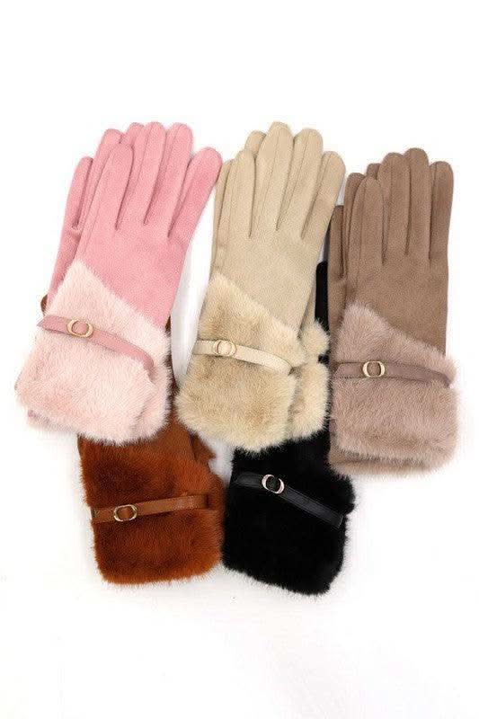 Faux Fur Ultra Suede Fashion Gloves in - Gloves & Mittens photo