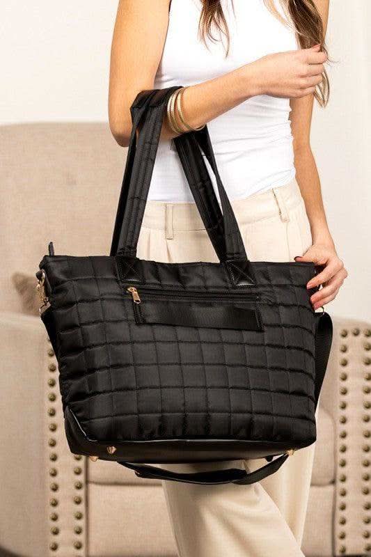 Mila Quilted Traveler Tote with Mini Clutch - SwagglyLife Home & Fashion