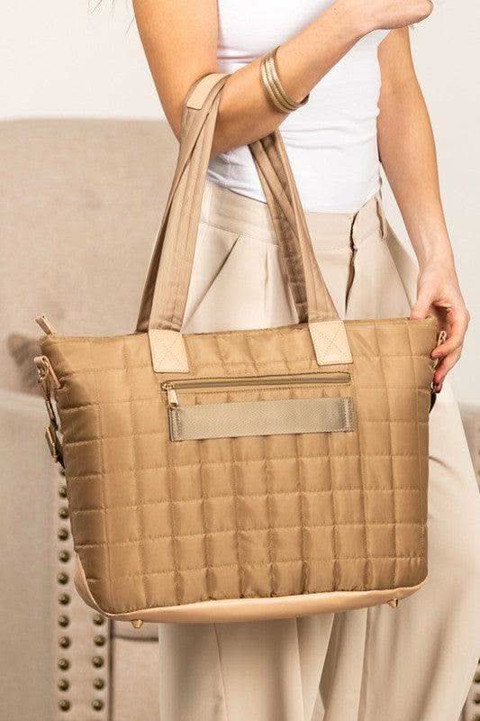Mila Quilted Traveler Tote with Mini Clutch - SwagglyLife Home & Fashion