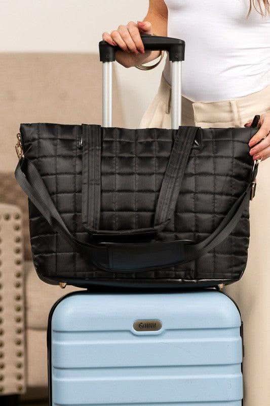 Mila Quilted Traveler Tote with Mini Clutch - SwagglyLife Home & Fashion