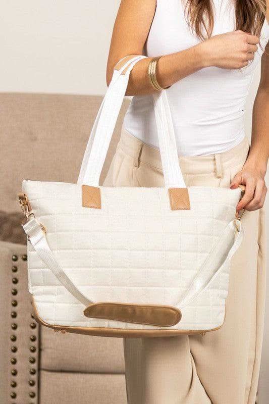 Mila Quilted Traveler Tote with Mini Clutch - SwagglyLife Home & Fashion