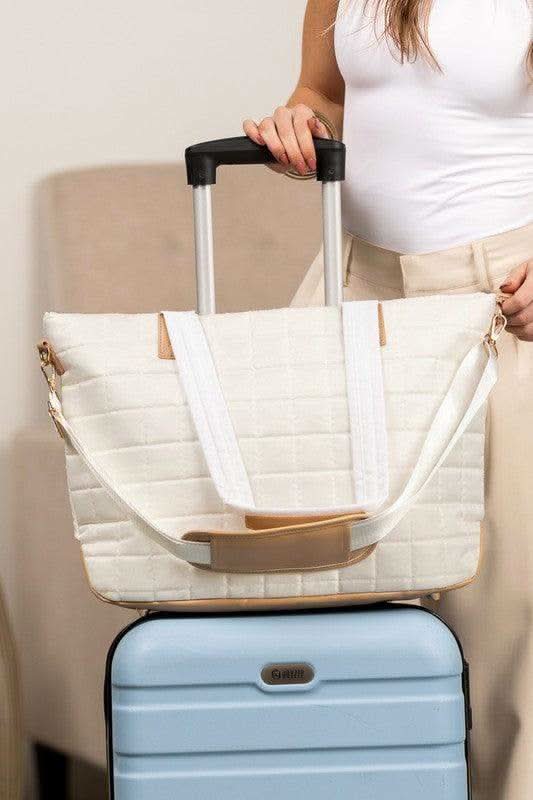 Mila Quilted Traveler Tote with Mini Clutch - SwagglyLife Home & Fashion