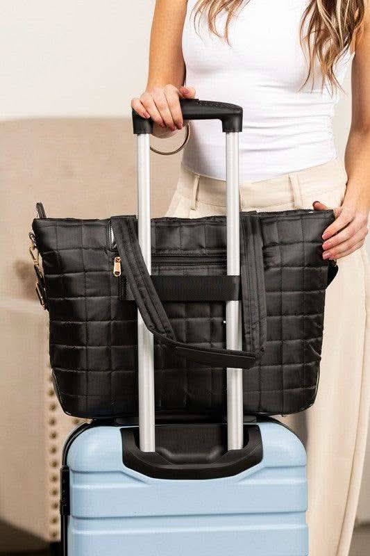 Mila Quilted Traveler Tote with Mini Clutch - SwagglyLife Home & Fashion