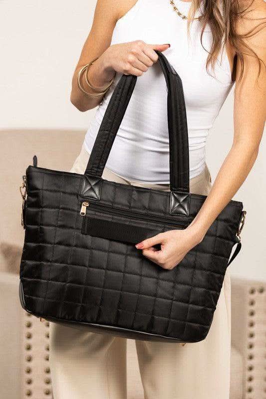 Mila Quilted Traveler Tote with Mini Clutch - SwagglyLife Home & Fashion
