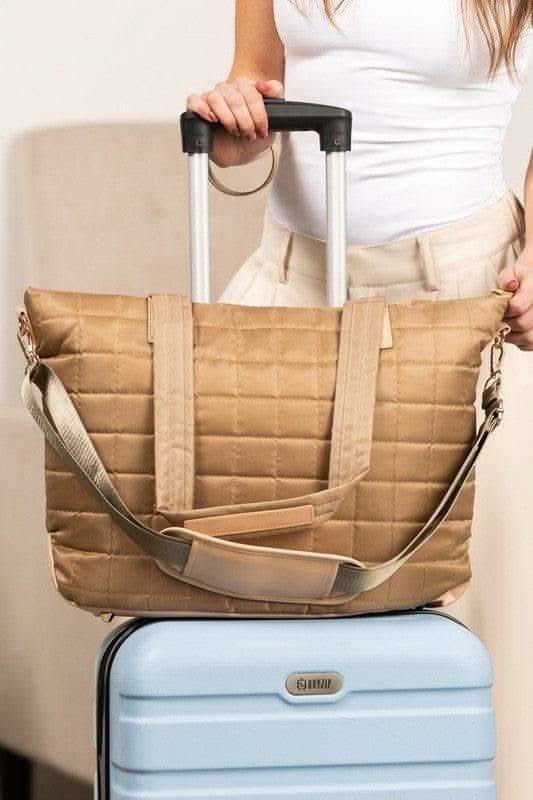 Mila Quilted Traveler Tote with Mini Clutch - SwagglyLife Home & Fashion