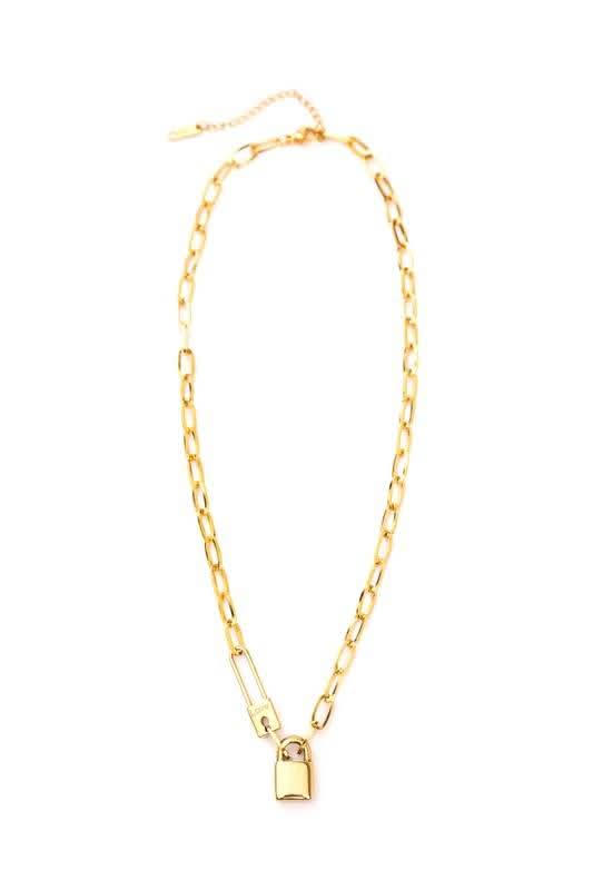 18k Gold-Plated Stainless Steel Lock & Clip Chain Necklace in - photo