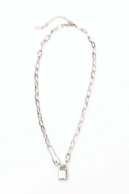 18k Gold-Plated Stainless Steel Lock & Clip Chain Necklace in - photo