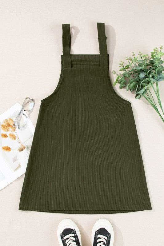 Women's Front Pockets Sleeveless Overall Dress in - Dresses photo