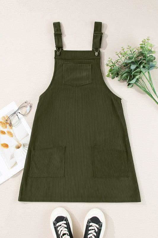 Women's Front Pockets Sleeveless Overall Dress in - Dresses photo