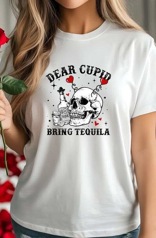 Dear Cupid Bring Tequila PLUS Graphic Tee in White - photo