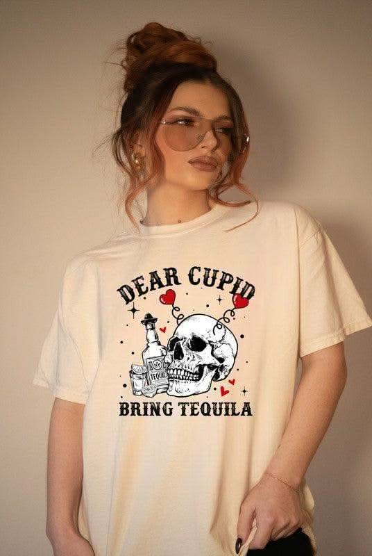 Dear Cupid Bring Tequila PLUS Graphic Tee in Cream - photo