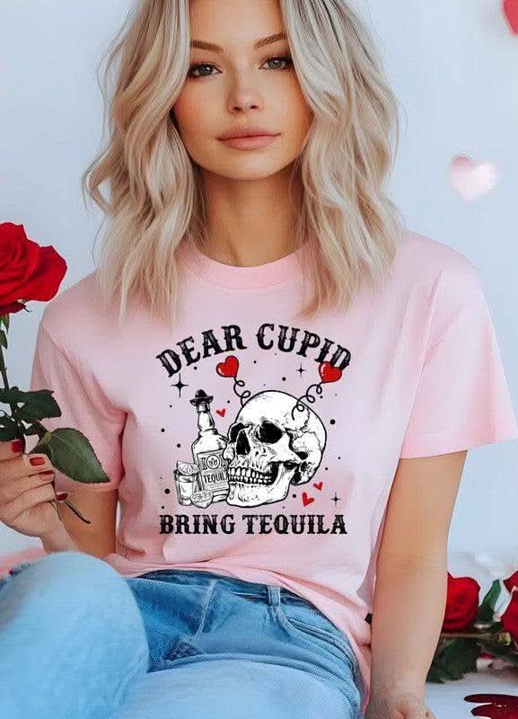 Dear Cupid Bring Tequila PLUS Graphic Tee in PInk 3X - photo