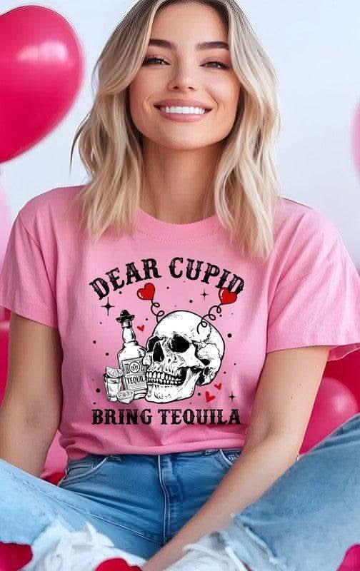 Dear Cupid Bring Tequila PLUS Graphic Tee in Charity Pink - photo