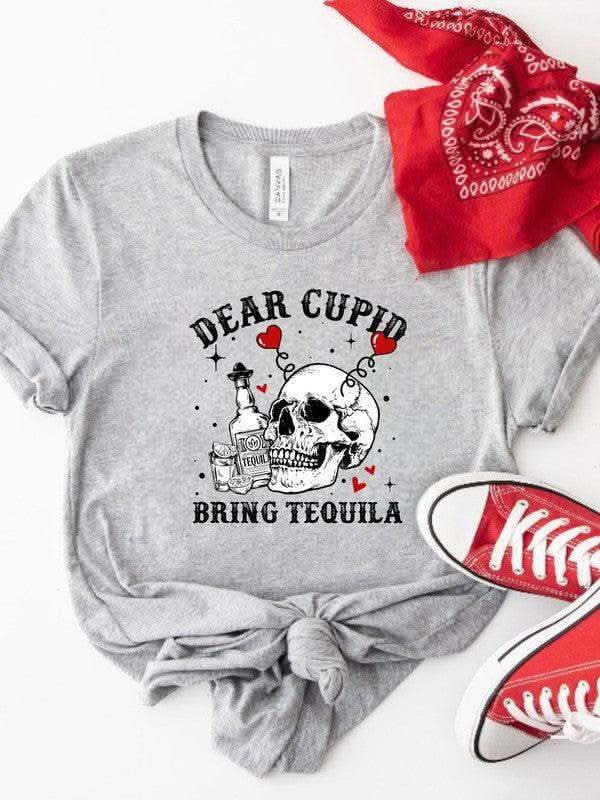 Dear Cupid Bring Tequila PLUS Graphic Tee in Oxford Grey - photo