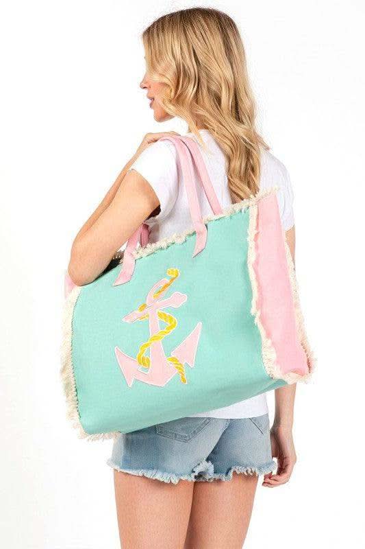 Anchor Fringe Oversize Fashion Tote - SwagglyLife Home & Fashion