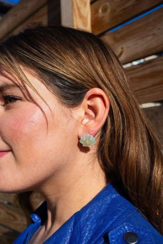 Seashell Studs - Seafoam Pearl in - photo