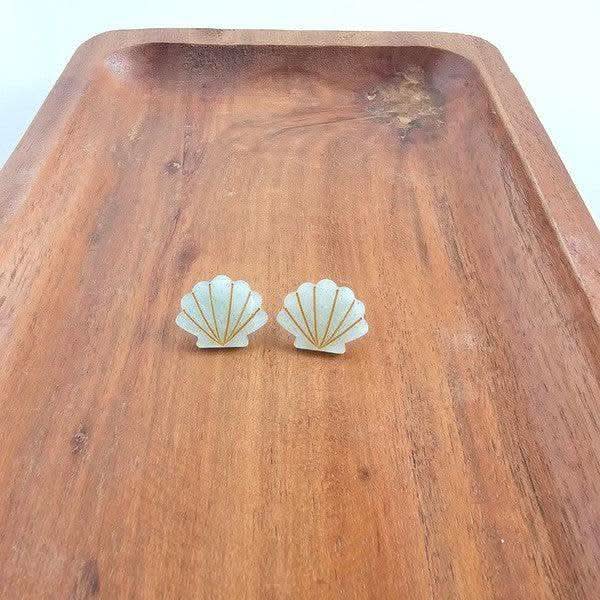 Seashell Studs - Seafoam Pearl in - photo