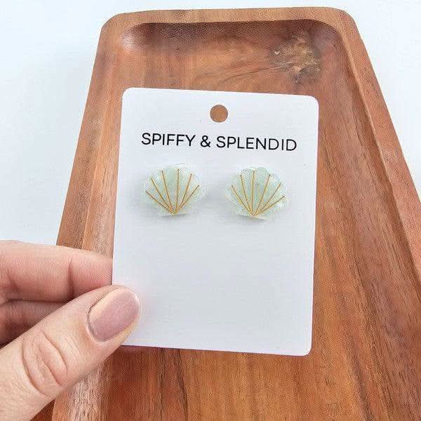 Seashell Studs - Seafoam Pearl in - photo