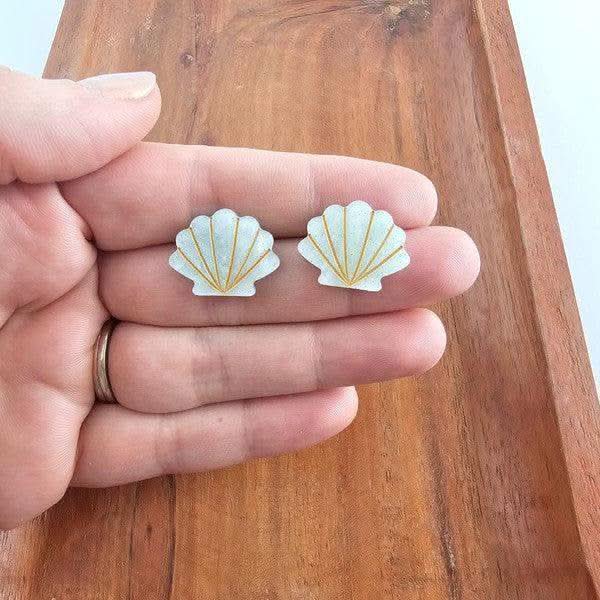 Seashell Studs - Seafoam Pearl in - photo