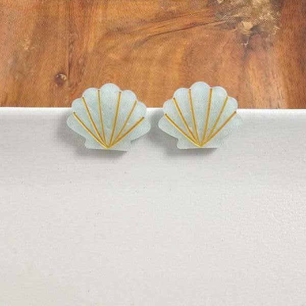 Seashell Studs - Seafoam Pearl in Seafoam Pearl OneSize - photo
