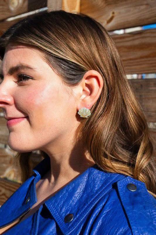 Seashell Studs - Seafoam Pearl in - photo