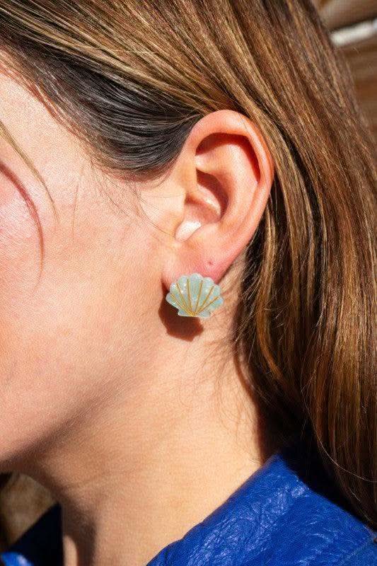 Seashell Studs - Seafoam Pearl in - photo