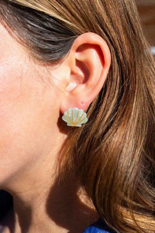Seashell Studs - Seafoam Pearl in - photo