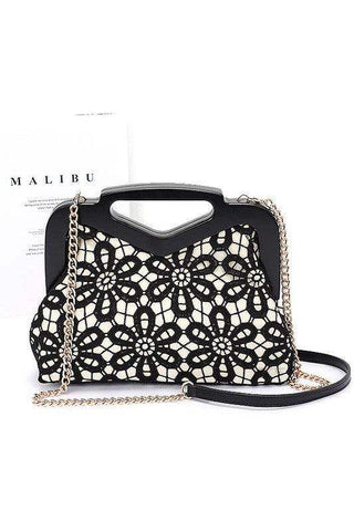 Wooden Frame Crochet Flower Top Handle Clutch - SwagglyLife Home & Fashion Wooden Frame Crochet Flower Top Handle Clutch - SwagglyLife Home & Fashion