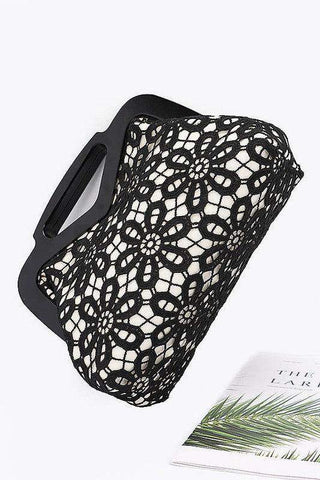 Wooden Frame Crochet Flower Top Handle Clutch - SwagglyLife Home & Fashion Wooden Frame Crochet Flower Top Handle Clutch - SwagglyLife Home & Fashion