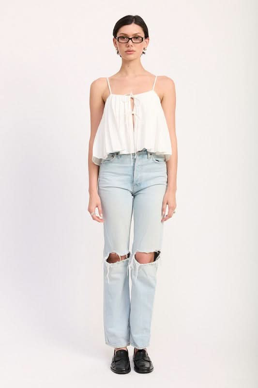 Eleni Pleated Tie Front Cami Top - SwagglyLife Home & Fashion