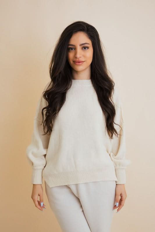 Cozy Mood Oversized Pullover Sweater in Ivory One Size - photo