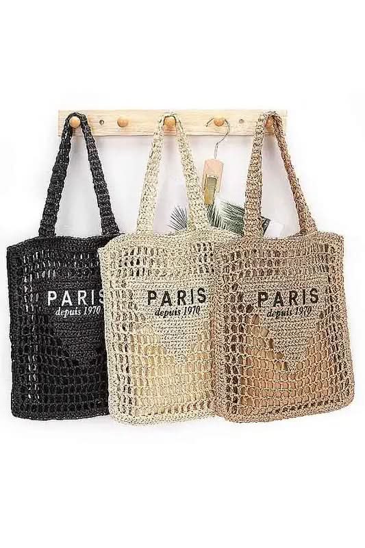 Paris Open Crochet Straw Summer Tote in - photo
