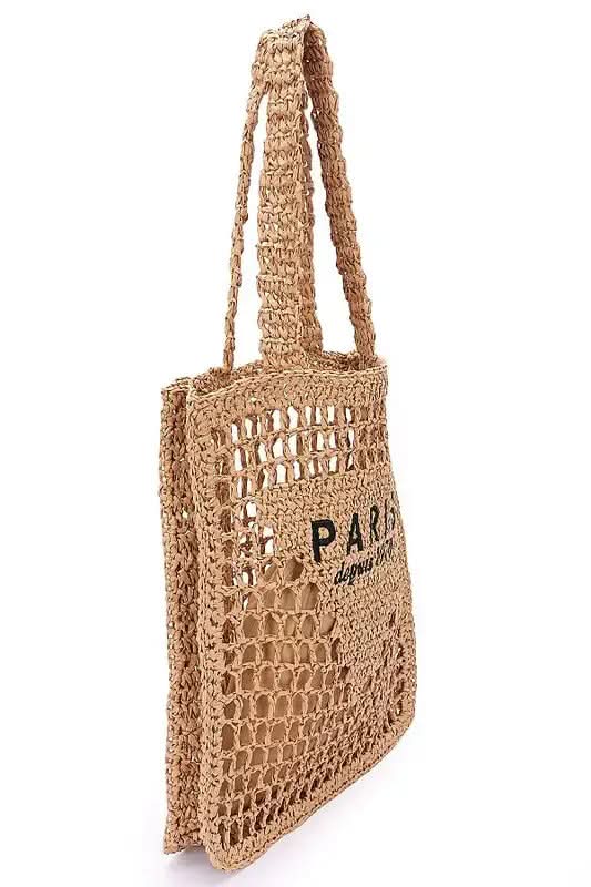 Paris Open Crochet Straw Summer Tote in - photo