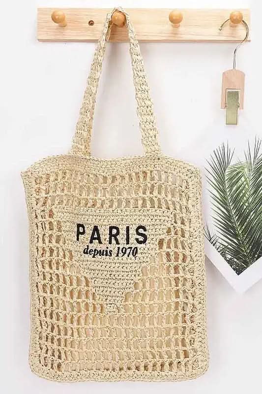 Paris Open Crochet Straw Summer Tote in - photo