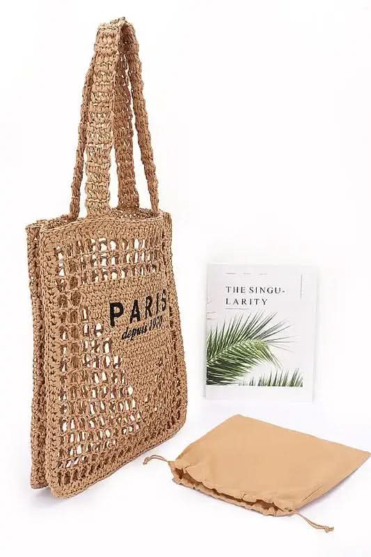 Paris Open Crochet Straw Summer Tote in - photo