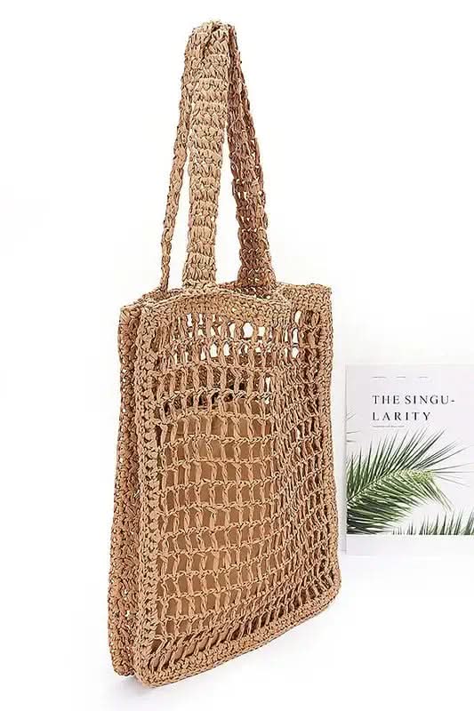 Paris Open Crochet Straw Summer Tote in - photo