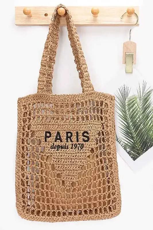 Paris Open Crochet Straw Summer Tote in - photo